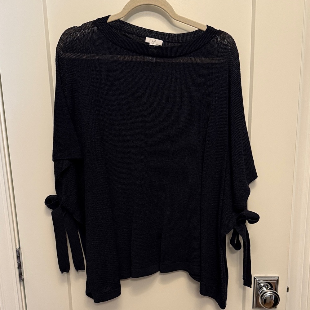 J. Jill Navy Poncho with side ties